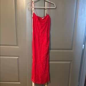 Reformation Red Spaghetti Strap Maxi Slip Dress